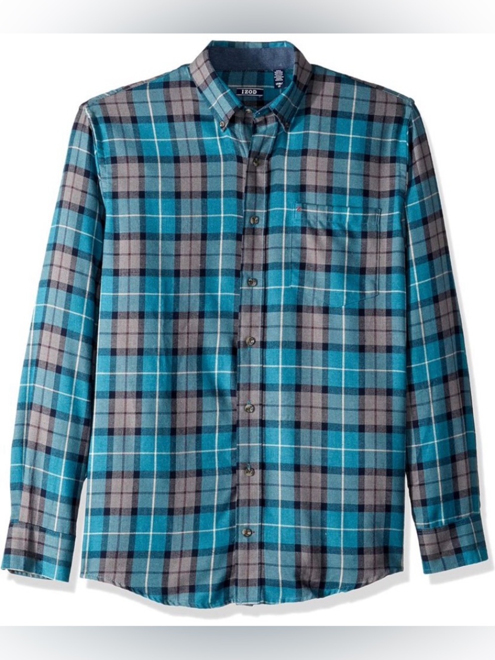 IZOD Men's Stratton Long Sleeve Button Down Plaid Soft Flannel Shirt